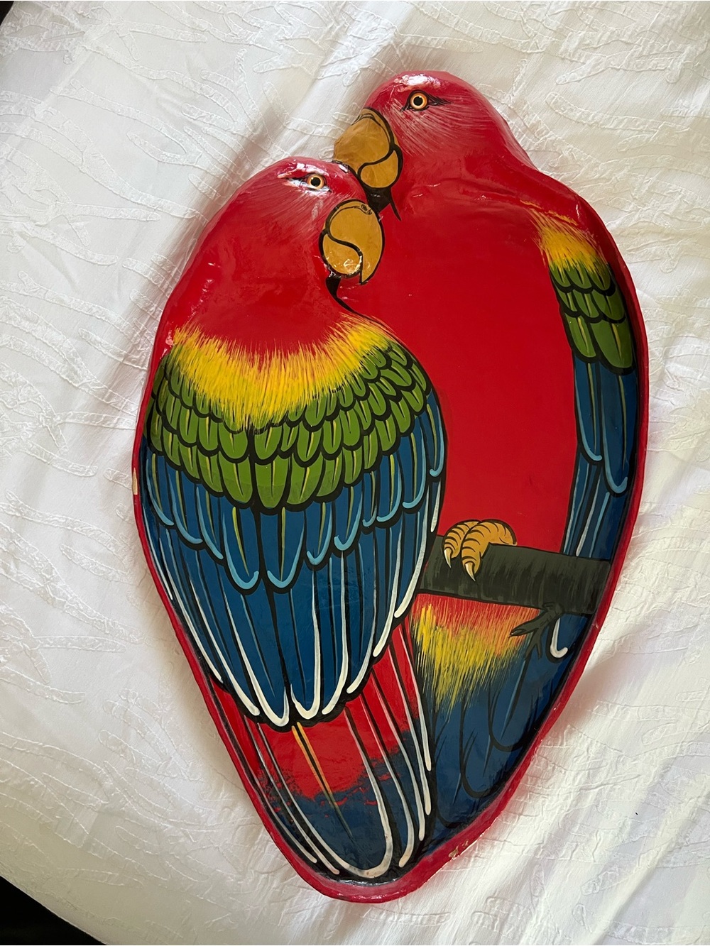 VTG 1981 Rosenthal-Netter Hand Painted Parrot Wall Art Plaque 28” Thailand